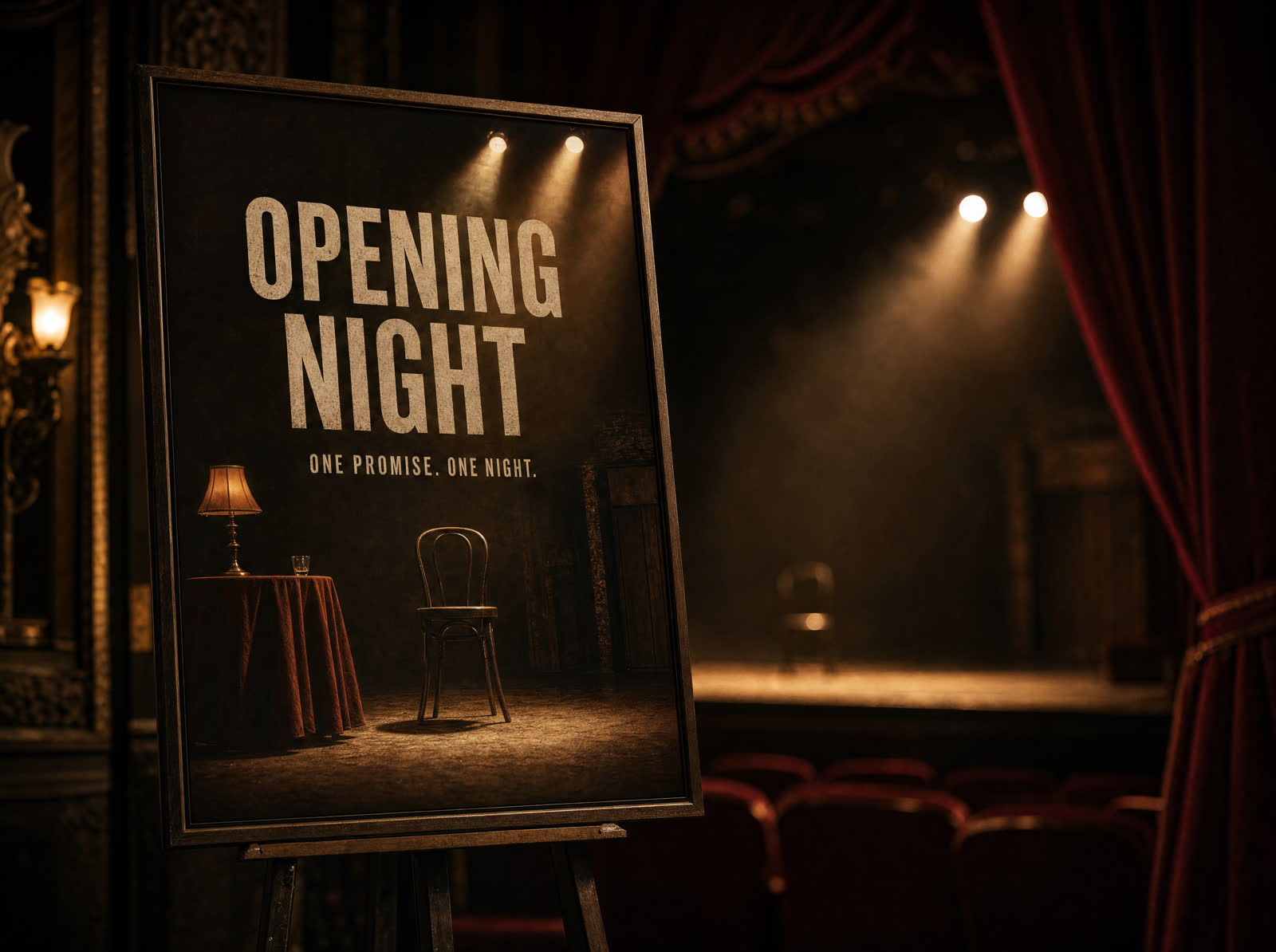 Illustrative key-art poster for a fictional theatre production